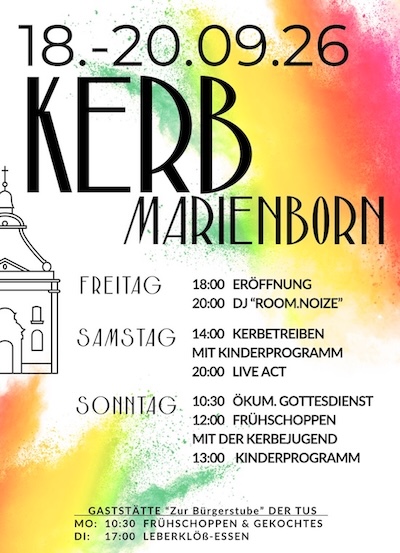 Veranstaltungsplakat der Kerb Marienborn 2026